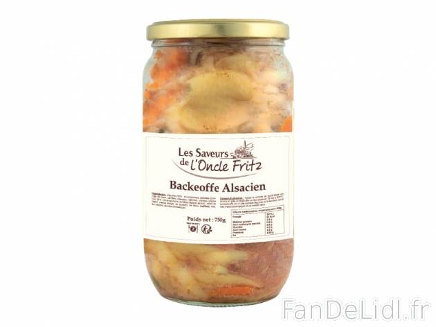 Backeoffe alsacien , prezzo 4.99 € per 750 g, 1 kg = 6,65 € EUR. 
- Composé ...