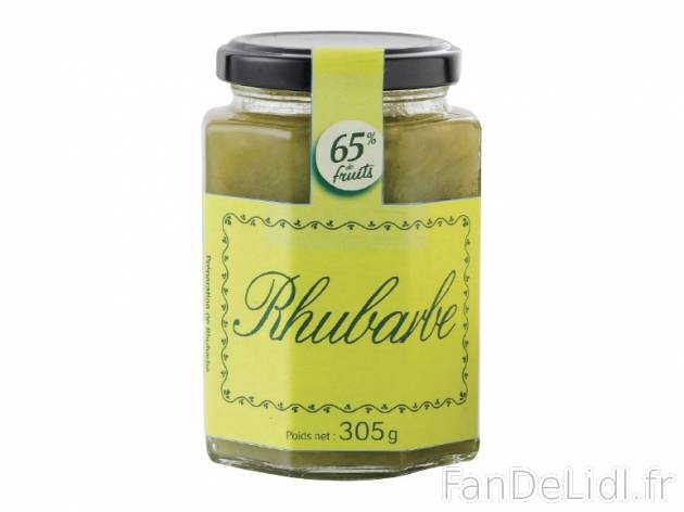 Préparation à la rhubarbe , prezzo 1.99 € per 305 g, 1 kg = 6,52 € EUR. 
- ...
