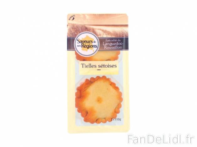 2 tielles sétoises , prezzo 1.59 € per 220 g, 1 kg = 7,23 € EUR. 
- La tielle ...