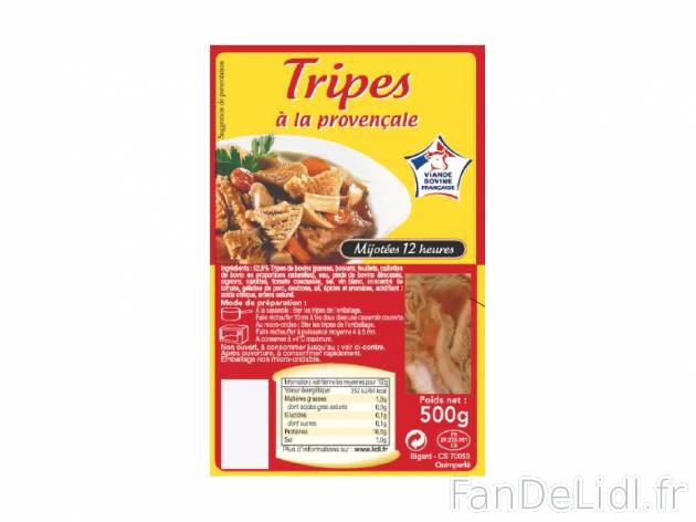 Tripes à la provençale , prezzo 2.99 € per 500 g, 1 kg = 5,98 € EUR.
