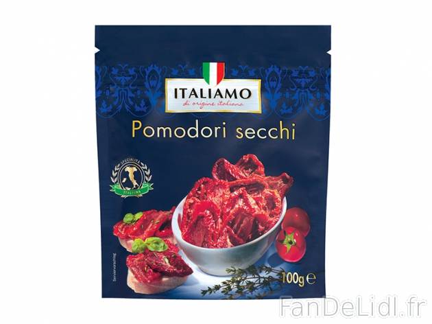 Tomates séchées , prezzo 1.99 € per 100 g, 1 kg = 19,90 € EUR.