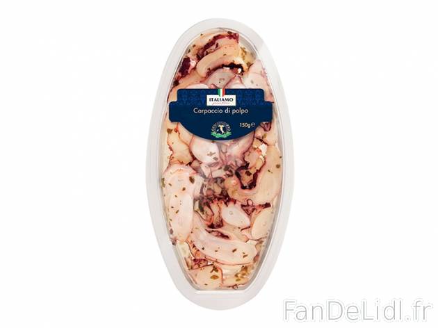 Carpaccio de poulpe , prezzo 2.99 € per 80 (PNE), 1 kg = 37,38€ EUR.