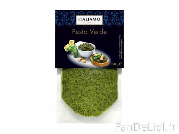 Pesto , prezzo 1.69 € per 150 g au choix, 1 kg = 11,27 € EUR. 
- Au choix : ...
