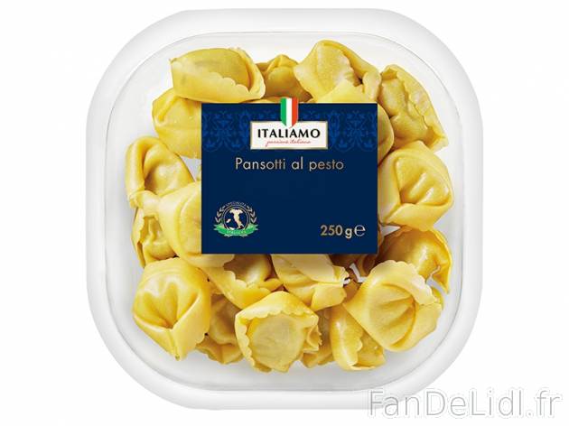 Pansotti fourrées au pesto , prezzo 1.09 € per 250 g, 1 kg = 4,36 € EUR.