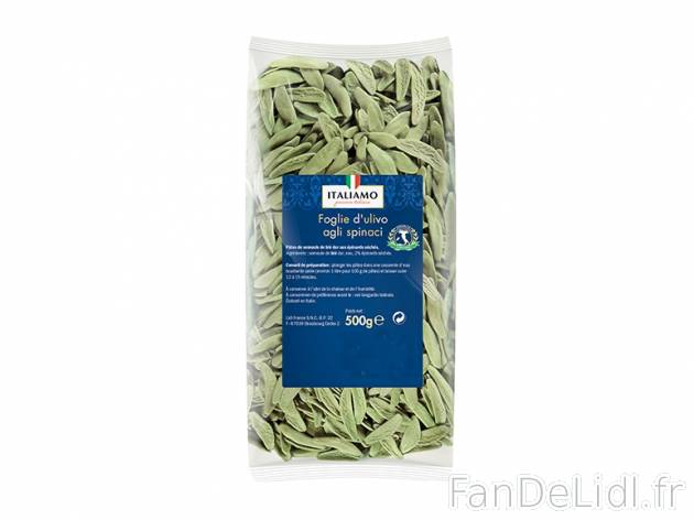 Pâtes aux épinards ou maccheroni nature , prezzo 1.19 € per 500 g au choix, ...