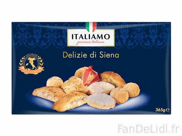 Assortiment de biscuits toscans , prezzo 4.49 € per 365 g, 1 kg = 12,30 € EUR.