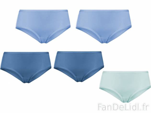 Hipsters femme , le prix 6.99 € 
- Ex. 95 % coton et 5 % élasthanne
- Du S ...