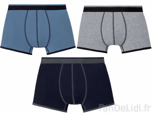 Boxers homme Livergy, le prix 6.99 € 
- Ex. 95 % coton et 5 % élasthanne
- ...