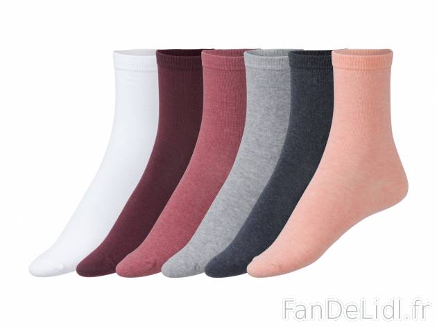 Chaussettes femme Esmara, le prix 4.99 € 
- E x. 78 % coton, 20 % polyamide et ...