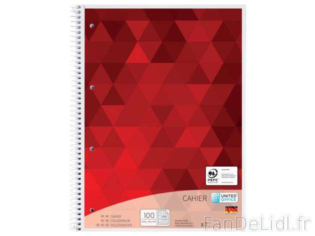 Cahier à carreaux , le prix 1.49 € 
- A4
- 100 feuilles
- 70 g/m2
Caractéristiques

- ...