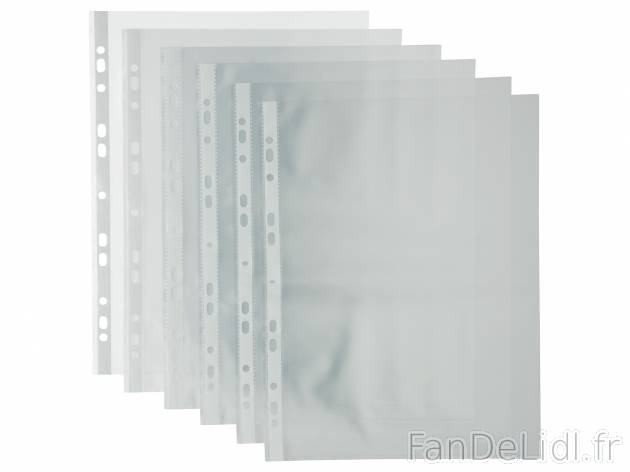 Pochettes transparentes , le prix 2.99 €  
-  Lot de 100
-  A4