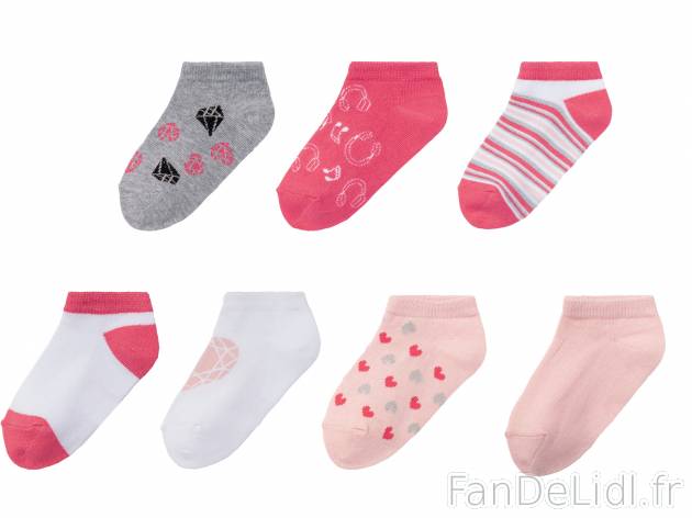 Socquettes fille Lupilu , le prix 3.99 € 
- Ex. 72 % coton, 27 % polyamide et ...