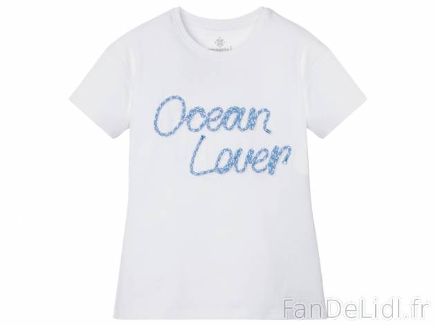T-shirt fille , le prix 3.99 € 
- Du 6-8 ans (122/128 cm) au 12-14 ans (158/164 ...
