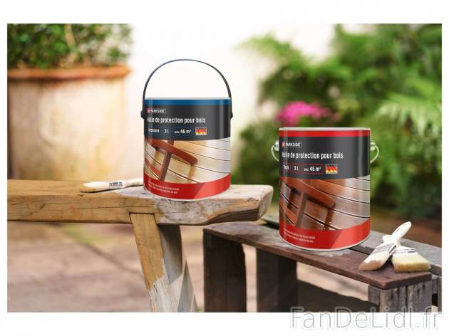 Huile de protection pour bois chez Lidl , prezzo 13.99 EUR 
Huile de protection ...