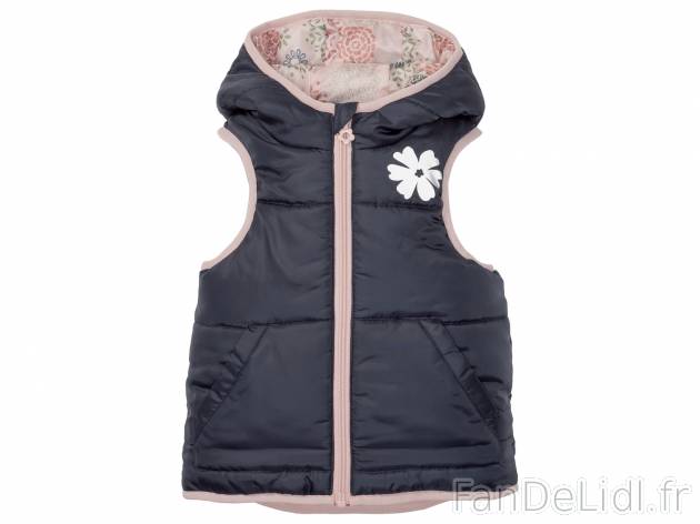 Doudoune sans manches fille , le prix 8.99 € 
- Du 12/18 mois au 5/6 ans selon ...