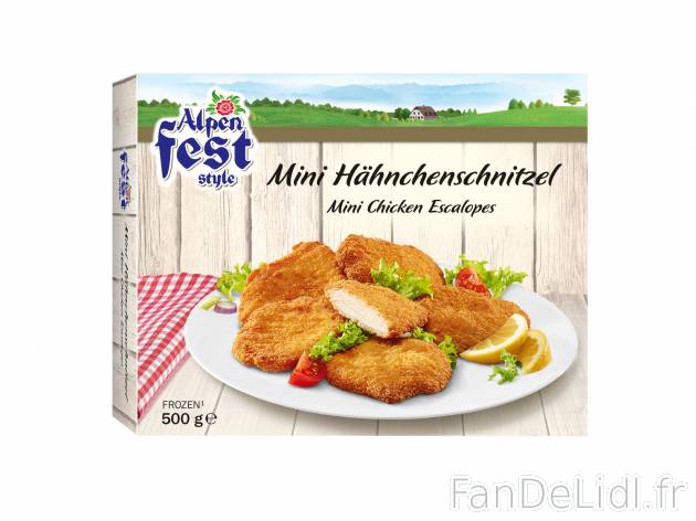 Mini escalopes de poulet panées , le prix 2.79 €  

Caractéristiques

- surgelées