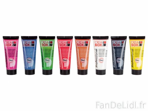Peinture acrylique , le prix 7.99 € 
- Lot de 8
- Autres modèles disponibles ...