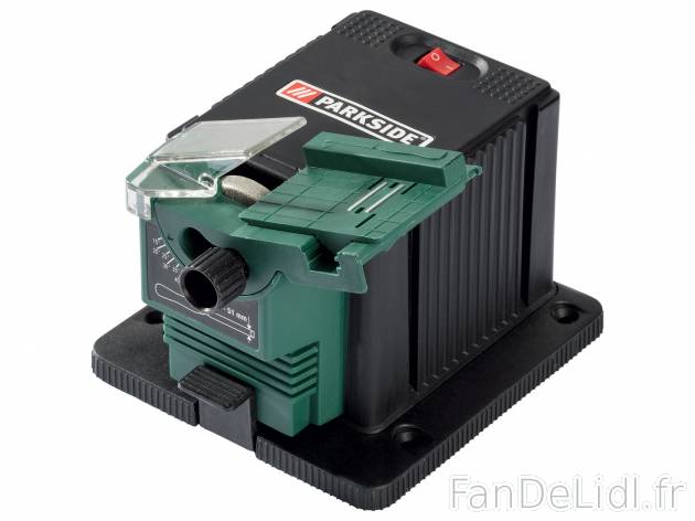 Affûteuse Parkside, le prix 19.89 € 
- 65 W
- Angle d’affûtage réglable ...