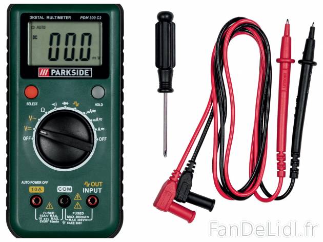 Multimètre numérique à plage automatique Parkside, le prix 11.99 € 
- Pour ...