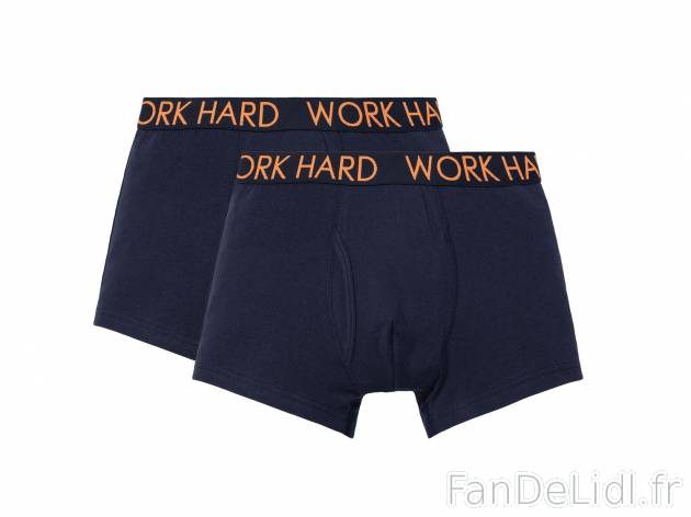 Boxers , le prix 4.99 € 
- Lot de 2
- Du S au XL selon modèle.
- Ex. 95 % ...