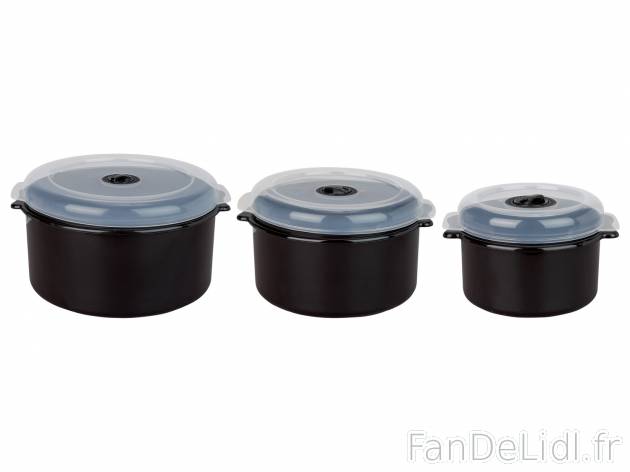 Boîtes pour micro-ondes , le prix 3.99 € 
- Set de 3 : env. 0,5 L / 1,65 L / ...