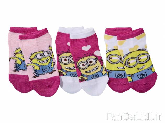 3 paires de socquettes fille Minions , prezzo 1.99 &#8364; per Le lot au choix ...