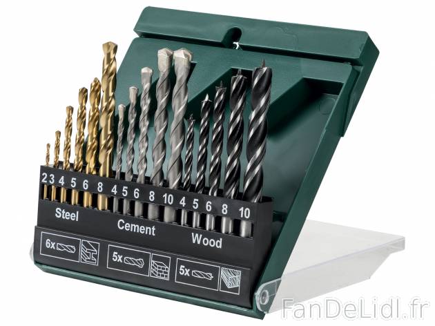 Set de forets , le prix 4.99 € 
- Pour l’acier, le béton ou le bois
- Set ...