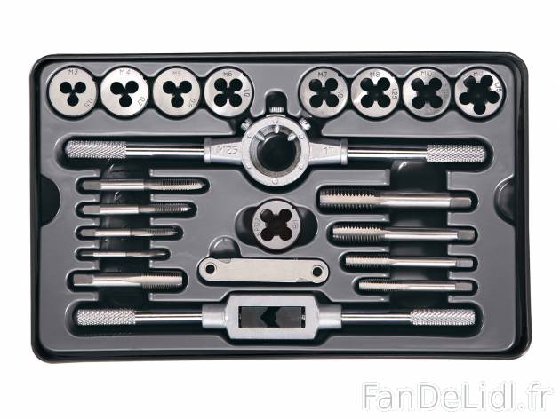 Set de filetage et taraudage , le prix 12.99 € 
- Set de 21
- Dans une boîte ...