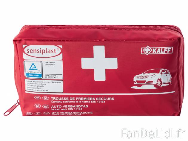 Trousse de secours pour voiture , le prix 4.99 € 
- Contenu conforme à la norme ...