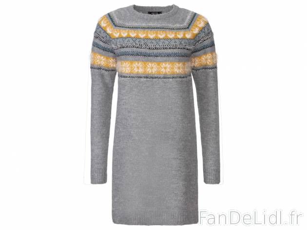 Robe pull , le prix 11.99 € 
- Du S au XL selon modèle.
- Ex. 82 % acrylique, ...