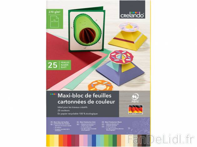 Bloc de carton ou papier de couleur , le prix 1.99 € 
Au choix : 
- Maxi-bloc ...