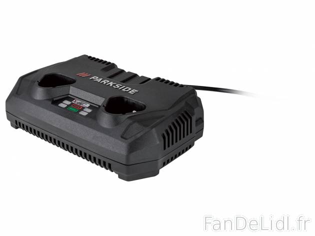 Chargeur double 12 V Parkside, X12VTeam , le prix 16.99 € 
- Pour recharger simultanément ...