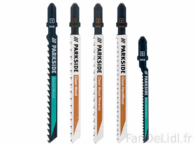 Lames de scie sauteuse , le prix 3.99 € 
- Set de 5
- Set 