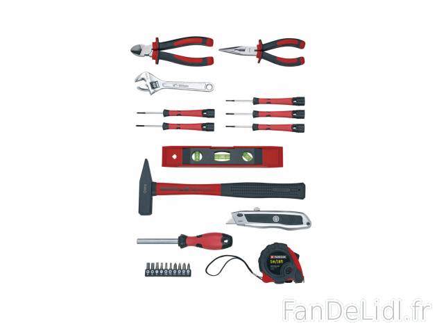 Set d’outils , le prix 24.99 €  
-  23 pièces dont 1 sac de rangement