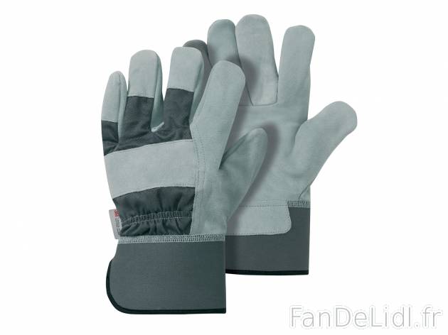 Gants de travail , le prix 7.99 € 
Matières :
- Paume, doigts : croûte de ...