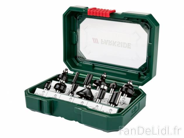 Set d’embouts de fraisage Parkside, le prix 12.99 € 
- 12 embouts avec arête ...