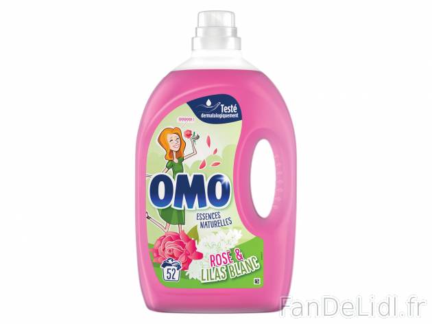 OMO lessive liquide , le prix 6.49 € 
- Le bidon de 2,6 L : 9,99 € (1 L = 3,84 ...