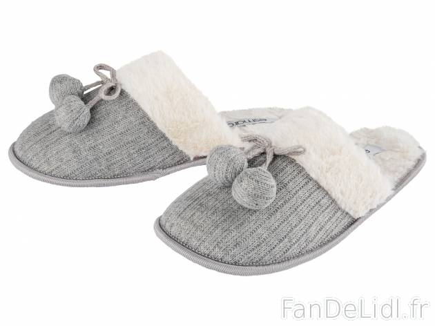 Pantoufles femme , le prix 4.99 € 
- Du 36/37 au 40/41 selon modèle
- Ex. dessus/doublure/semelle ...