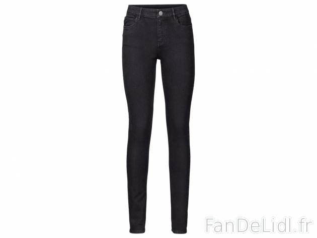 Jean slim femme , le prix 11.99 € 
- Du 38 au 50 selon modèle.
- Ex. 77 % coton, ...