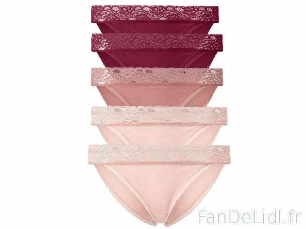 Slips mini ou hipsters femme , le prix 7.99 € 
- Du S au XL selon modèle.
- ...