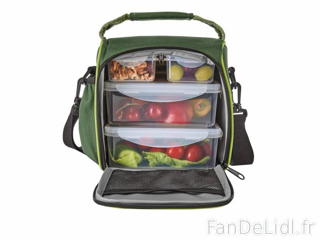 Sac isotherme avec boîtes repas , le prix 8.99 € 
- Env. 20,5 x 20 x 18 cm (l ...