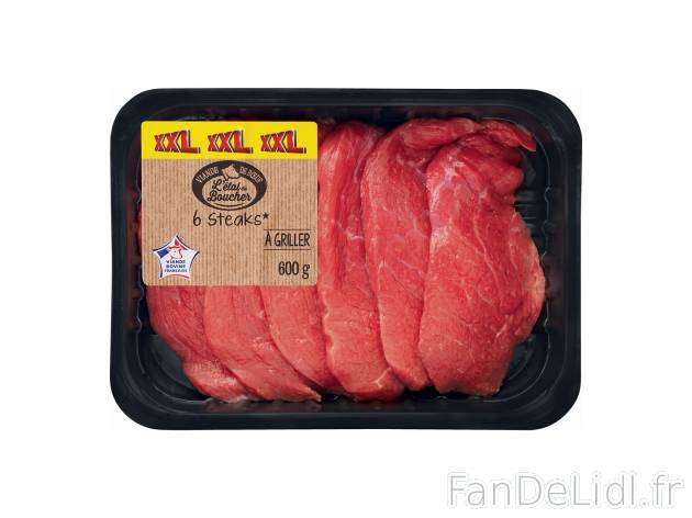 6 steaks * à griller , le prix 6.39 € 

Caractéristiques

- Origine France
- ...
