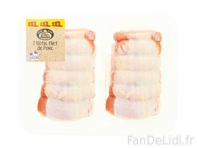 2 rôtis filet de porc , le prix 6.19 € 
- Les 2 rôtis : environ 1,5 kg
Caractéristiques

- ...