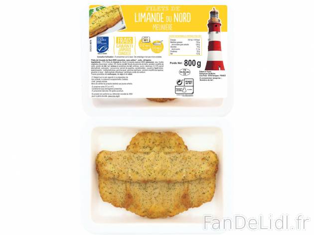 Filets de limande du Nord meunière , le prix 7.69 &#8364; 
- Filet entier
Caractéristiques

- ...