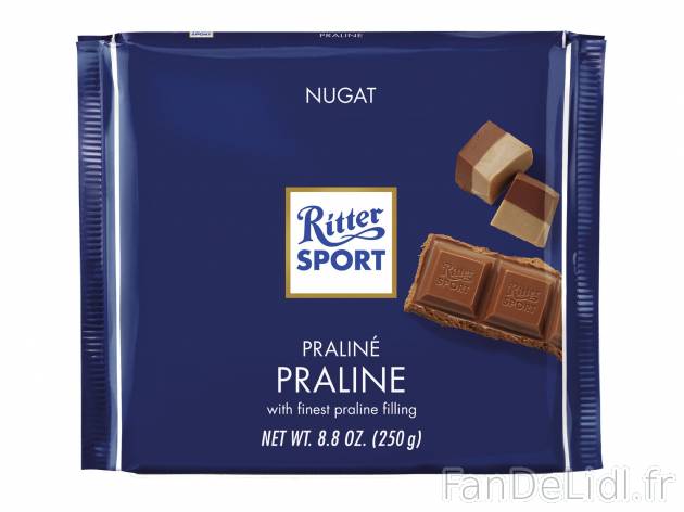 Ritter Sport maxi tablette , le prix 2.19 €  
-  Variétés au choix