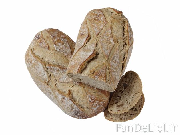 Pain rustique , le prix 1.39 € 
- Le pain de 550 g : 1,85 € (1 kg = 3,36 €)
- ...