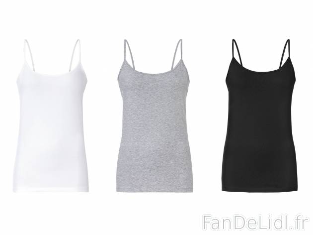 Débardeurs à fines bretelles femme , le prix 7.99 € 
- Du S au XL selon modèle.
- ...
