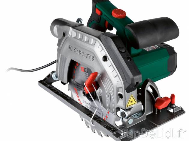 Scie circulaire Parkside, le prix 39.99 € 
- 1 350 W
- Vitesse de rotation réglable ...
