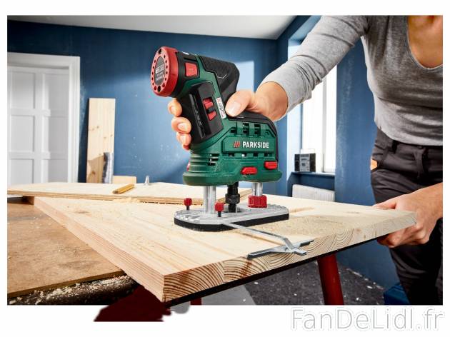 Défonceuse sans fil Parkside X12VTeam, le prix 59.99 € 
- 12 V (2,0 Ah)
- Témoin ...