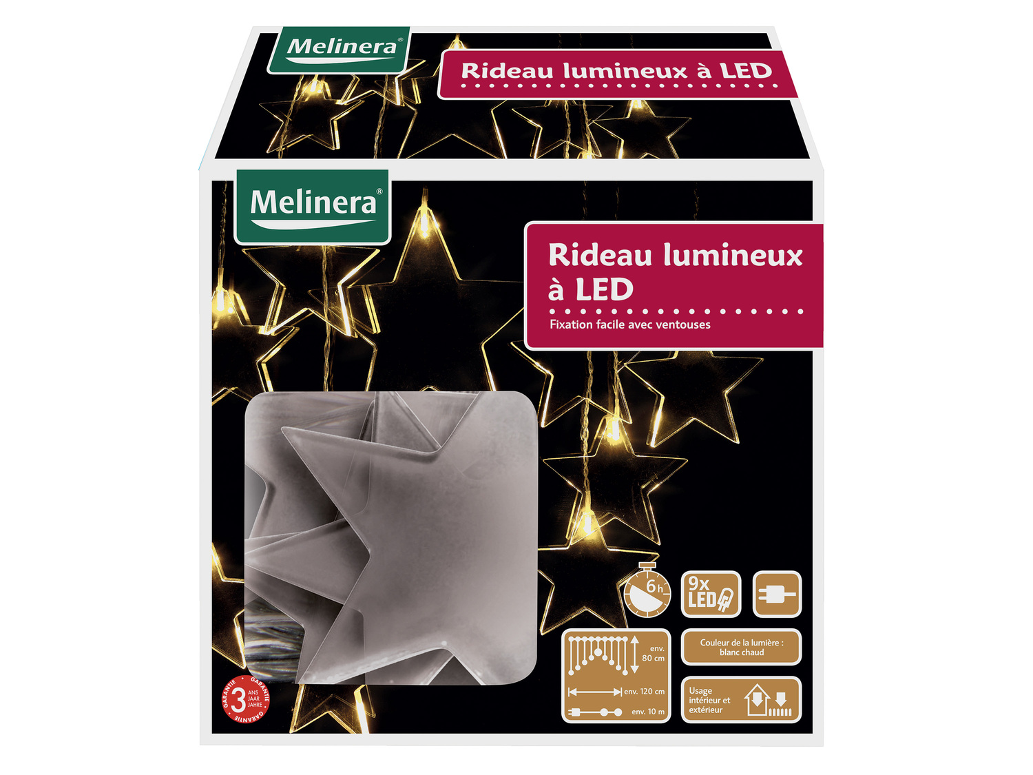 Rideau lumineux à LED étoiles ou flocons , le prix 7.99 €
- Usage intérieur ...